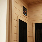 STEALA Nordic Vessna Infrared Sauna (2-Person) — close-up of the digital control panel and heating element