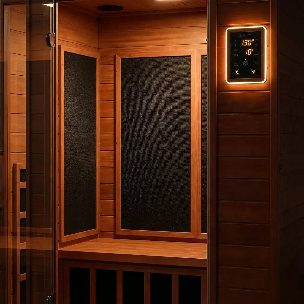 STEALA Nordic Cordoba Elite Compact 2-Person Indoor Infrared Sauna — interior detail