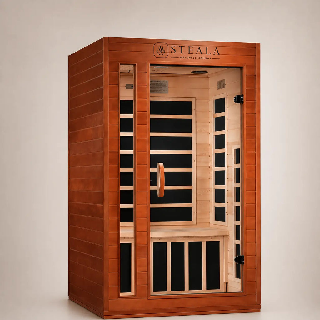 STEALA Nordic Cordoba Elite Compact 2-Person Indoor Infrared Sauna — exterior front view