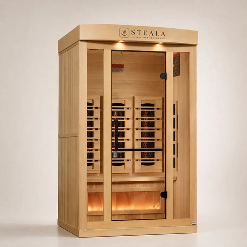 STEALA Nordic Reserve Elite 2-Person Indoor Infrared Sauna — exterior front view