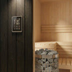 STEALA Nordic Norhelm Premium Cube Sauna (4-6 Person) — close-up of the digital control panel and heating element